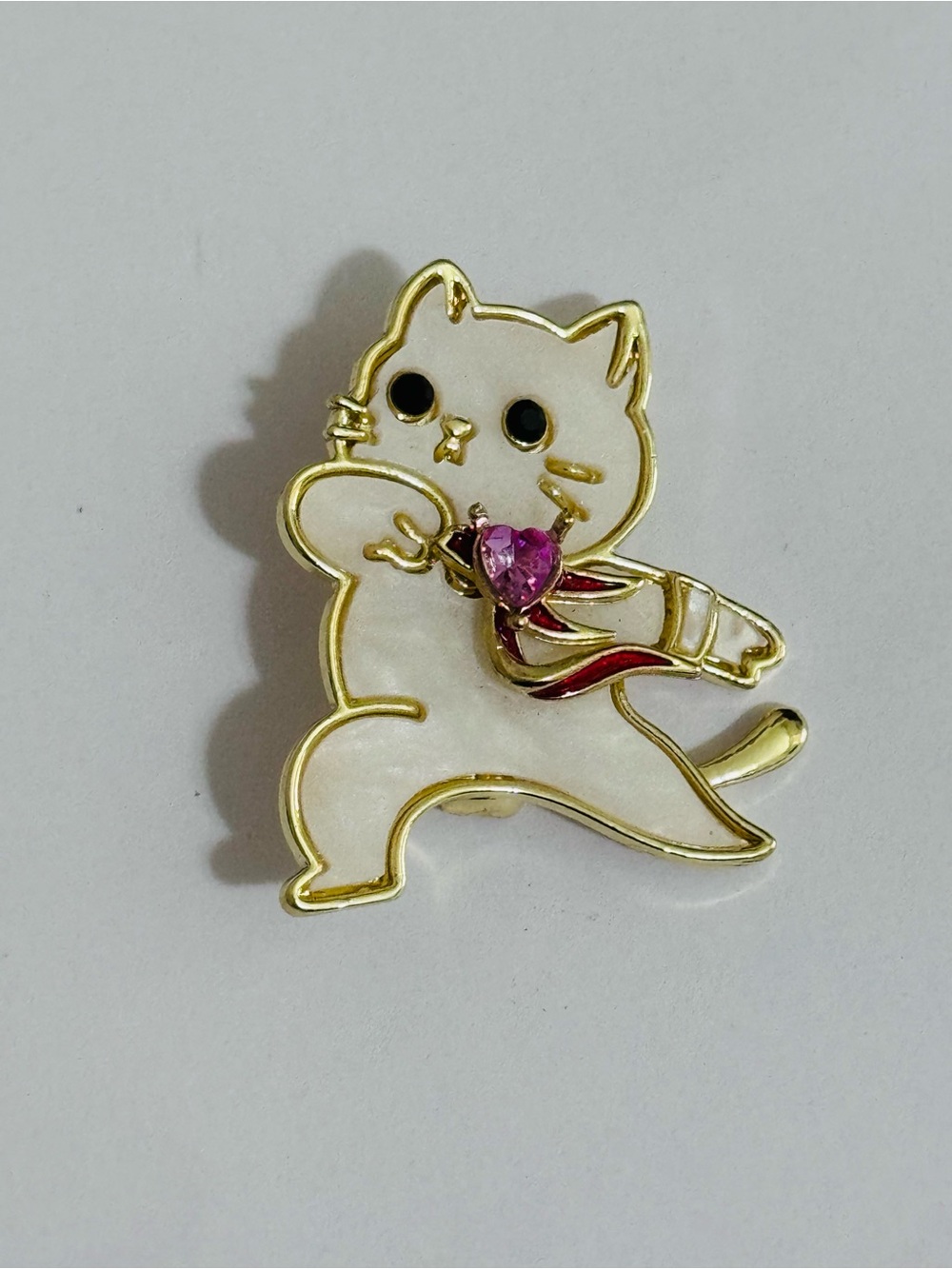 Cat Brooch with October Birthstone